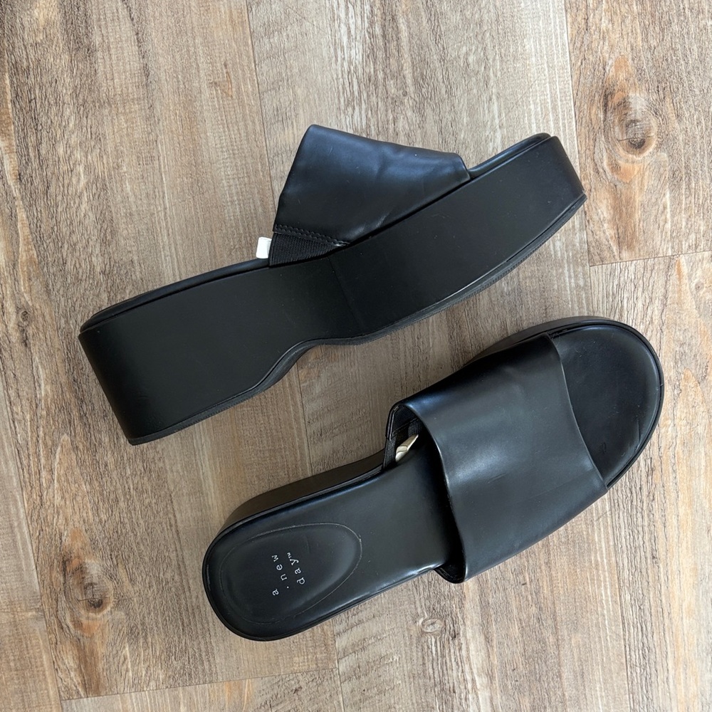A New Day - Black Platform Slide Platform Sandals - Size 10
